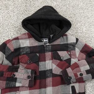 VTG Silver Point Jacket Womens XS Plaid Sherpa Lined Flannel Hoodie Coat 00s Y2K